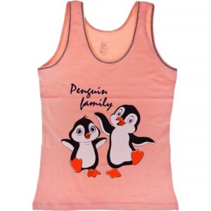 Biyo Kids αμάνικο φανελάκι με στάμπα «Penguin Family in Salmon»