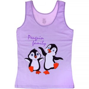 Biyo Kids αμάνικο φανελάκι με στάμπα «Penguin Family in Purple»