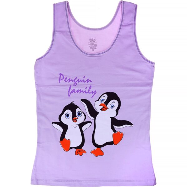 Biyo Kids αμάνικο φανελάκι με στάμπα «Penguin Family in Purple»